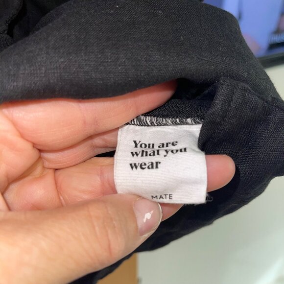 Mate The Label Womens Pants and Top Set Size Medium Black Tapered Leg Pure Linen - Picture 4 of 8